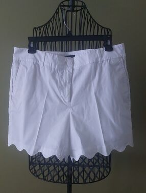 Talbots White Scallop-Hem Bermuda Shorts